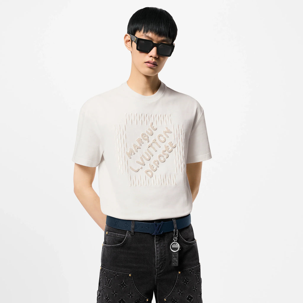 Tricou din bumbac cu semnătură brodată
