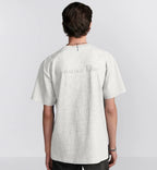 Tricou alb din jerseu de bumbac cu efect distressed