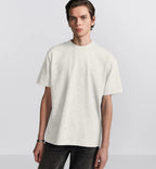 Tricou alb din jerseu de bumbac cu efect distressed