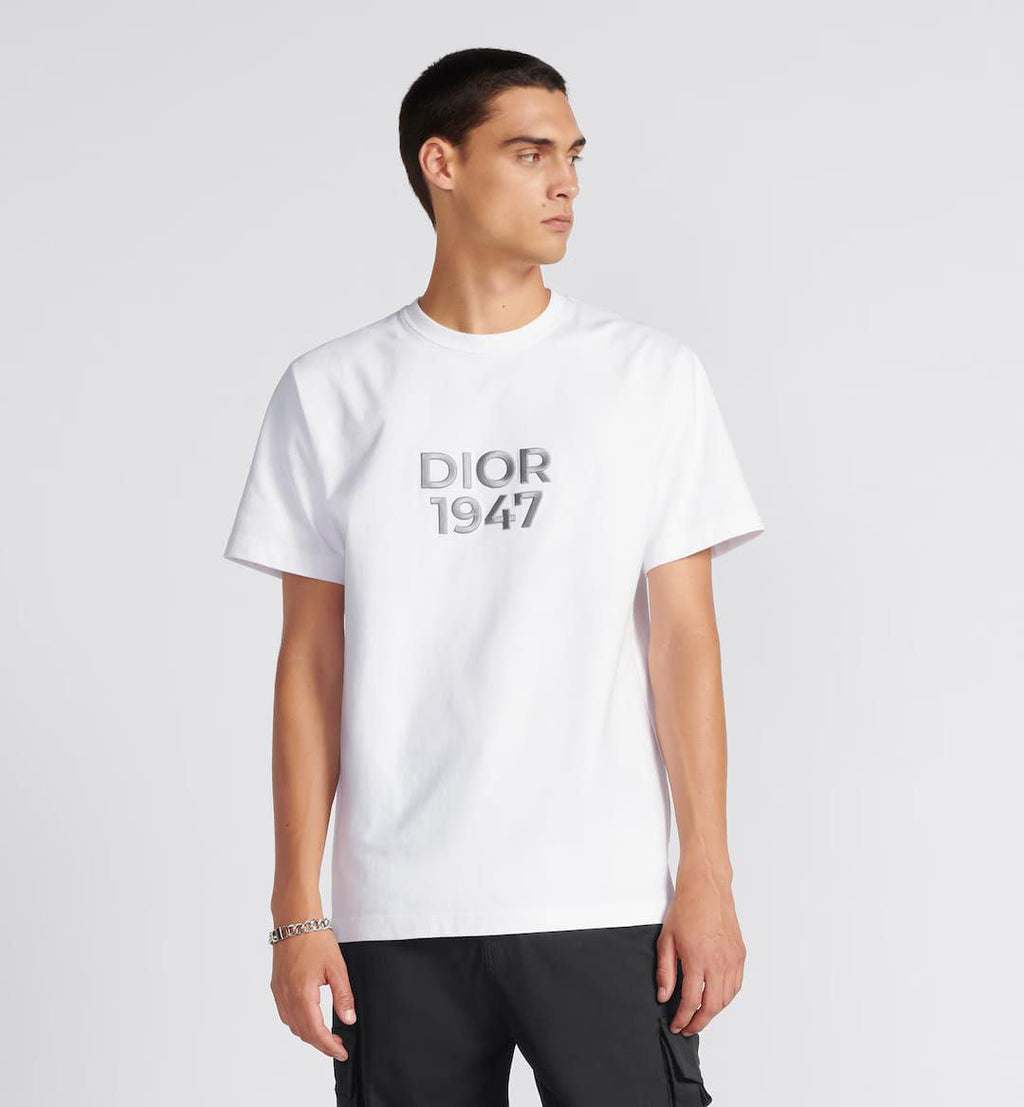 Tricou din jerseu de bumbac alb, model Relaxed Fit, 1947