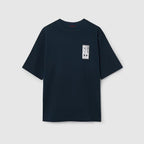 Tricou bumbac tip jerseu, supradimensionat, bleumarin