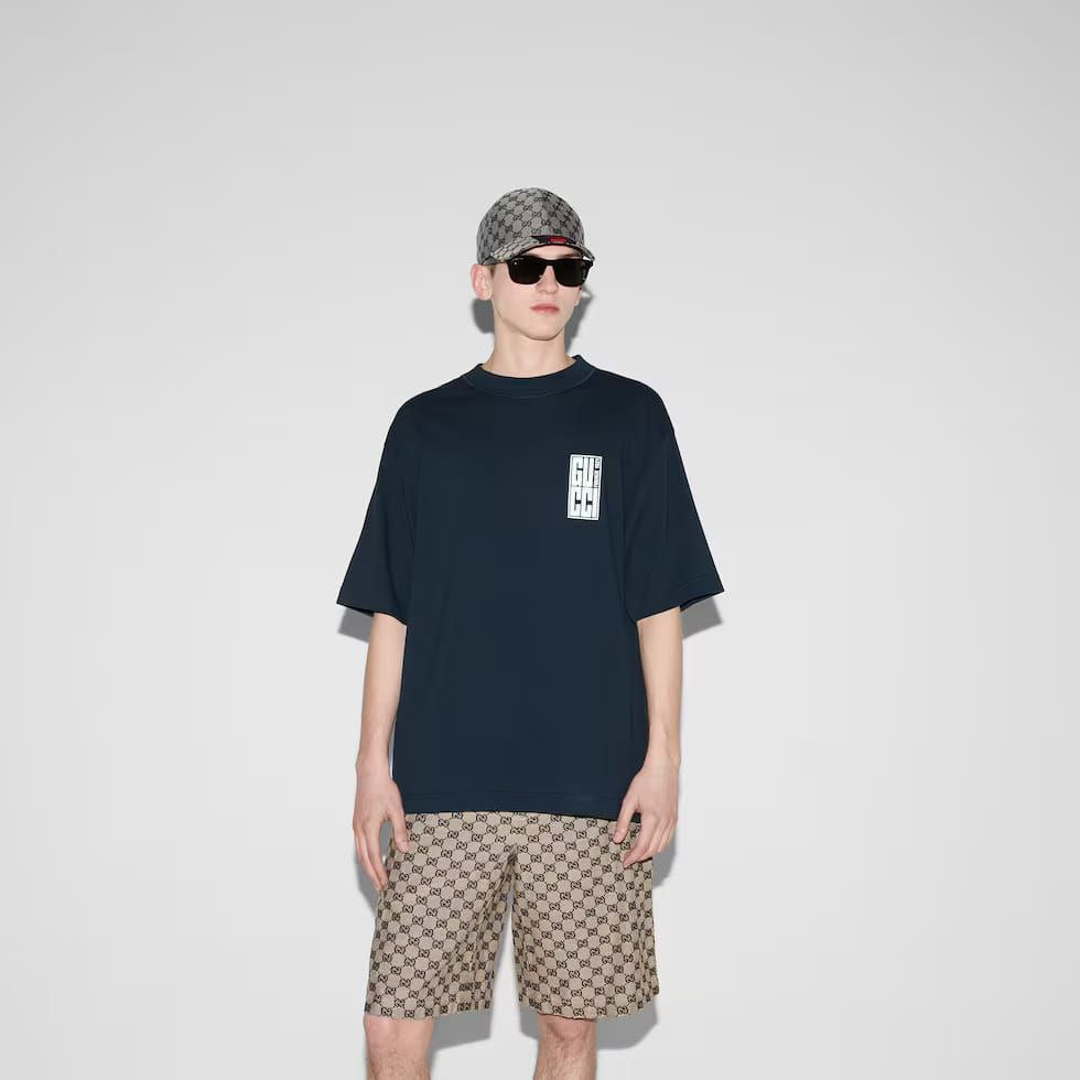 Tricou bumbac tip jerseu, supradimensionat, bleumarin