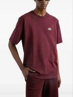 Tricou din bumbac Bordeaux cu etichetă