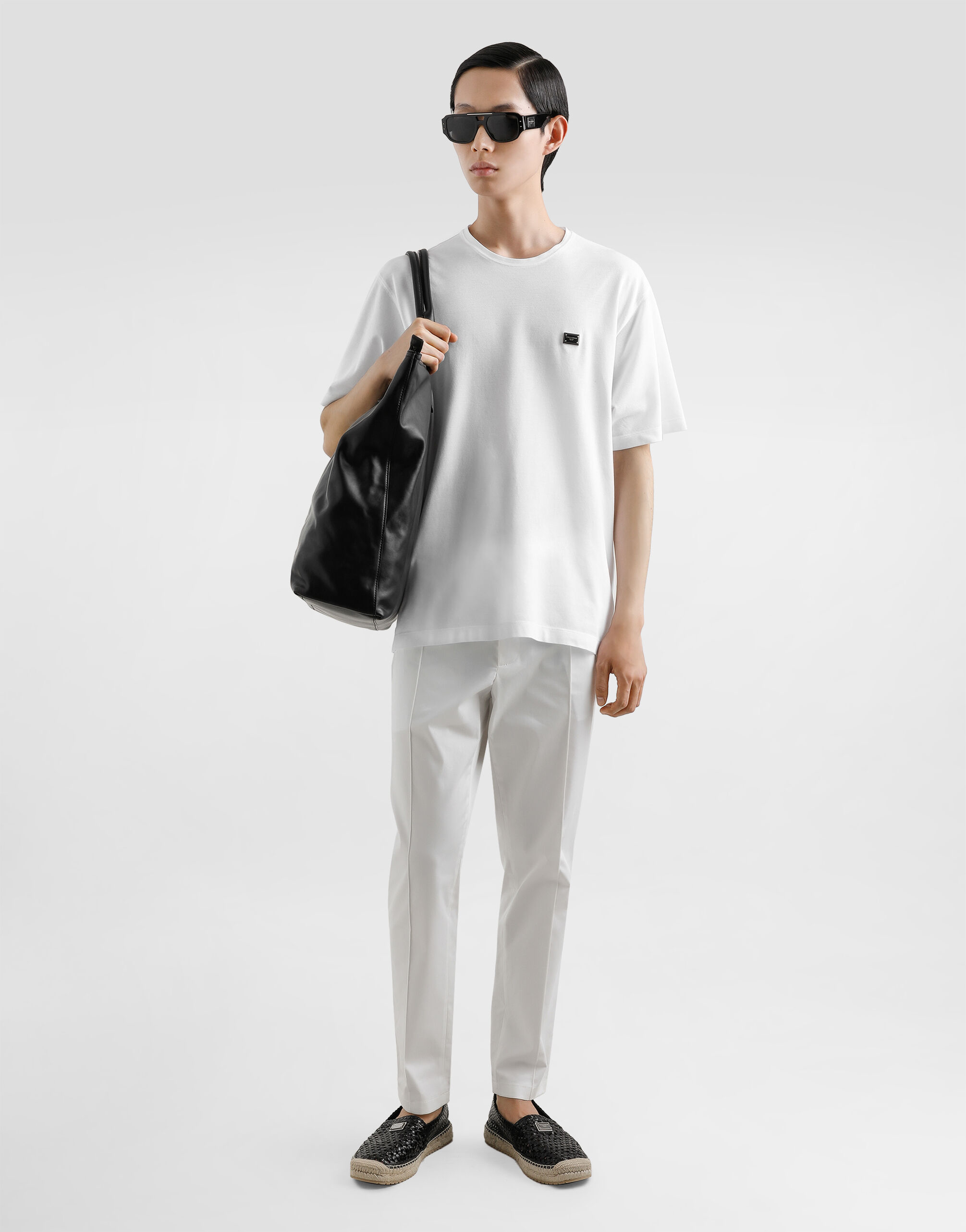 Tricou alb din bumbac cu etichetă