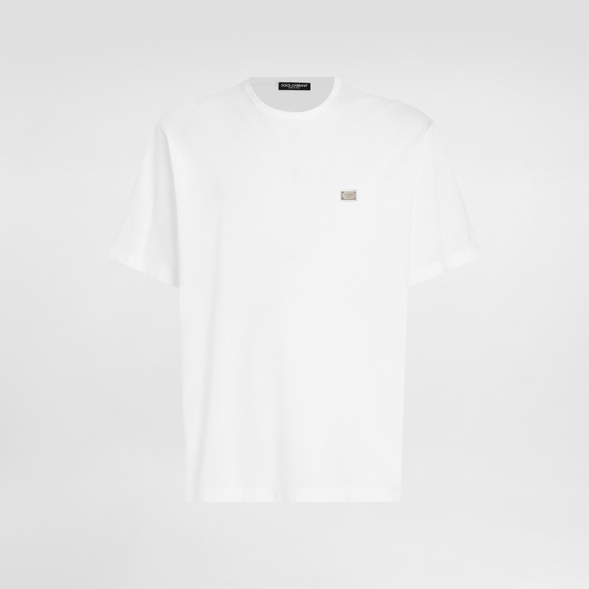 Tricou alb din bumbac cu etichetă