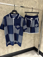 Set din jerseu de bumbac Damier Jacquard
