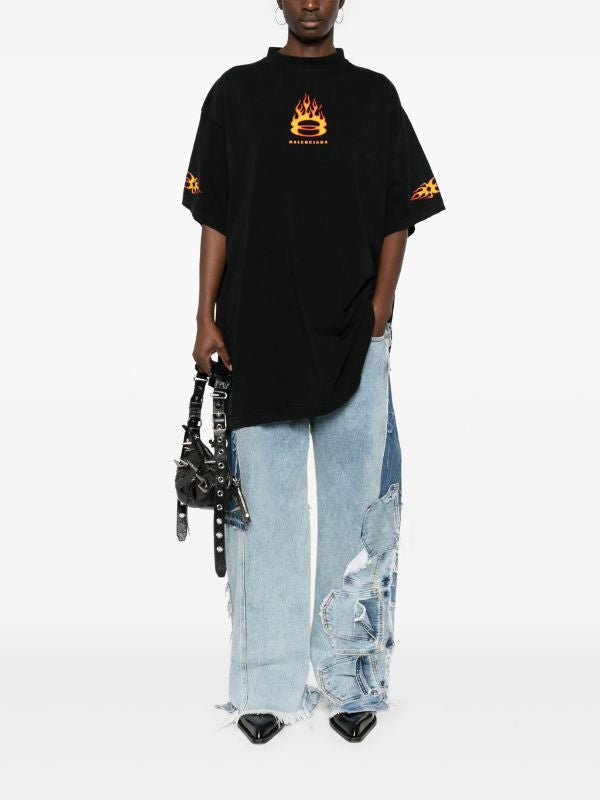 Burning Unity Tricou negru supradimensionat pentru bărbați