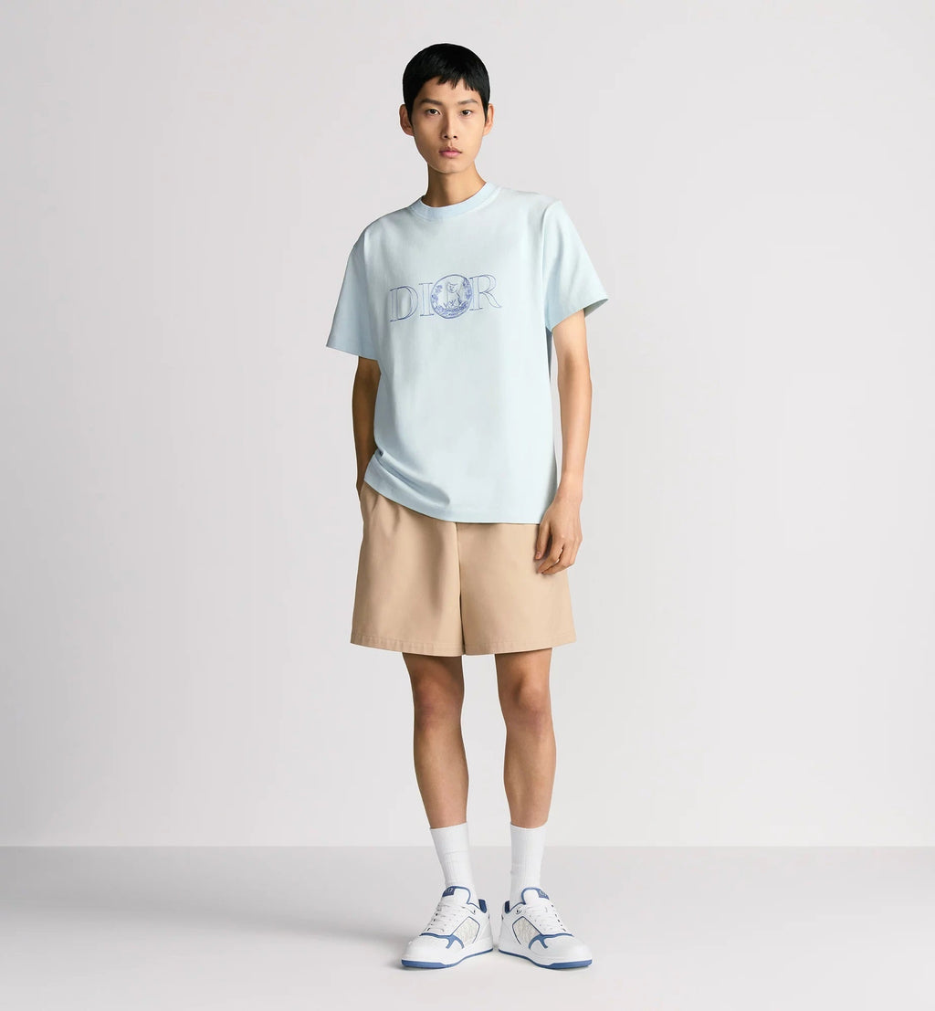 Tricou Hylton Nel brodat, de culoare albastră