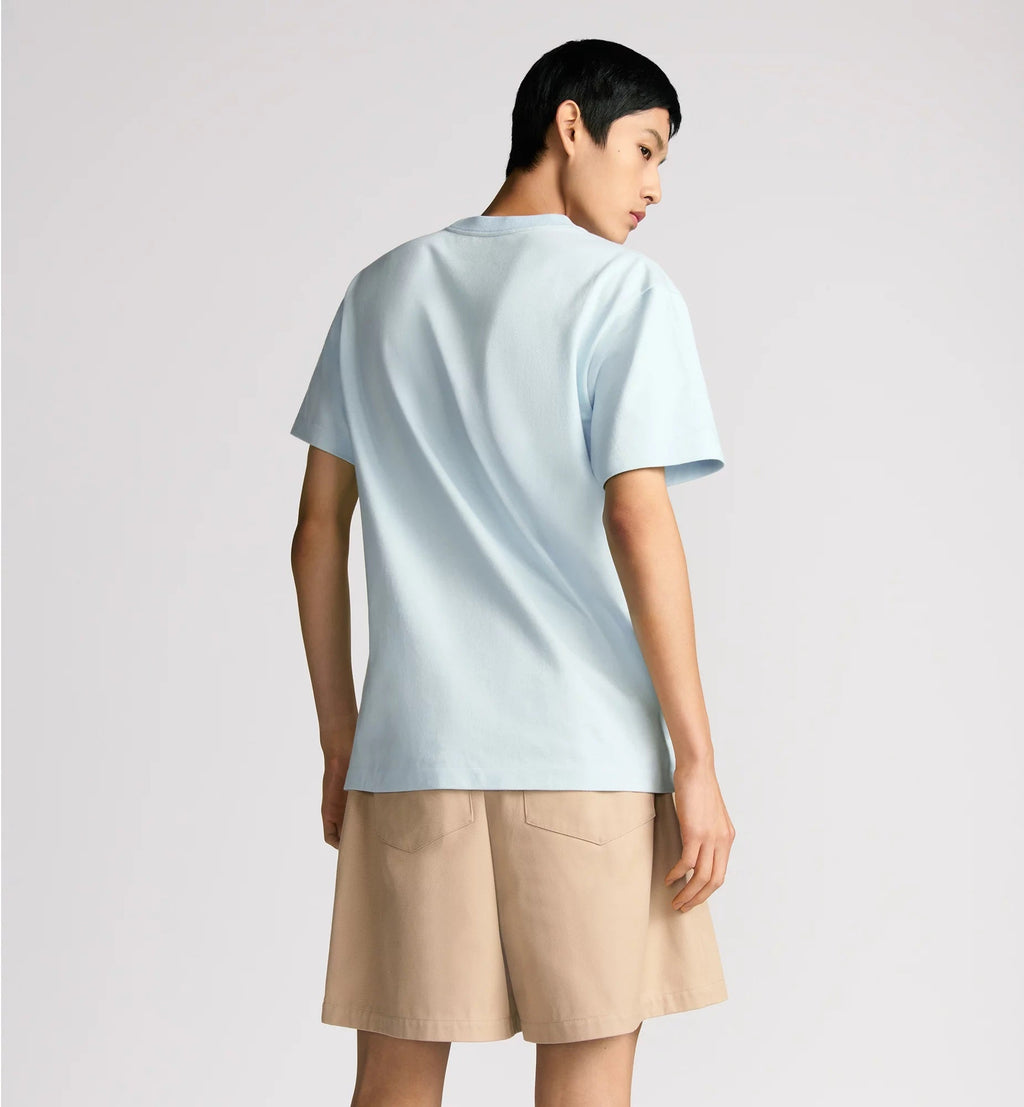 Tricou Hylton Nel brodat, de culoare albastră