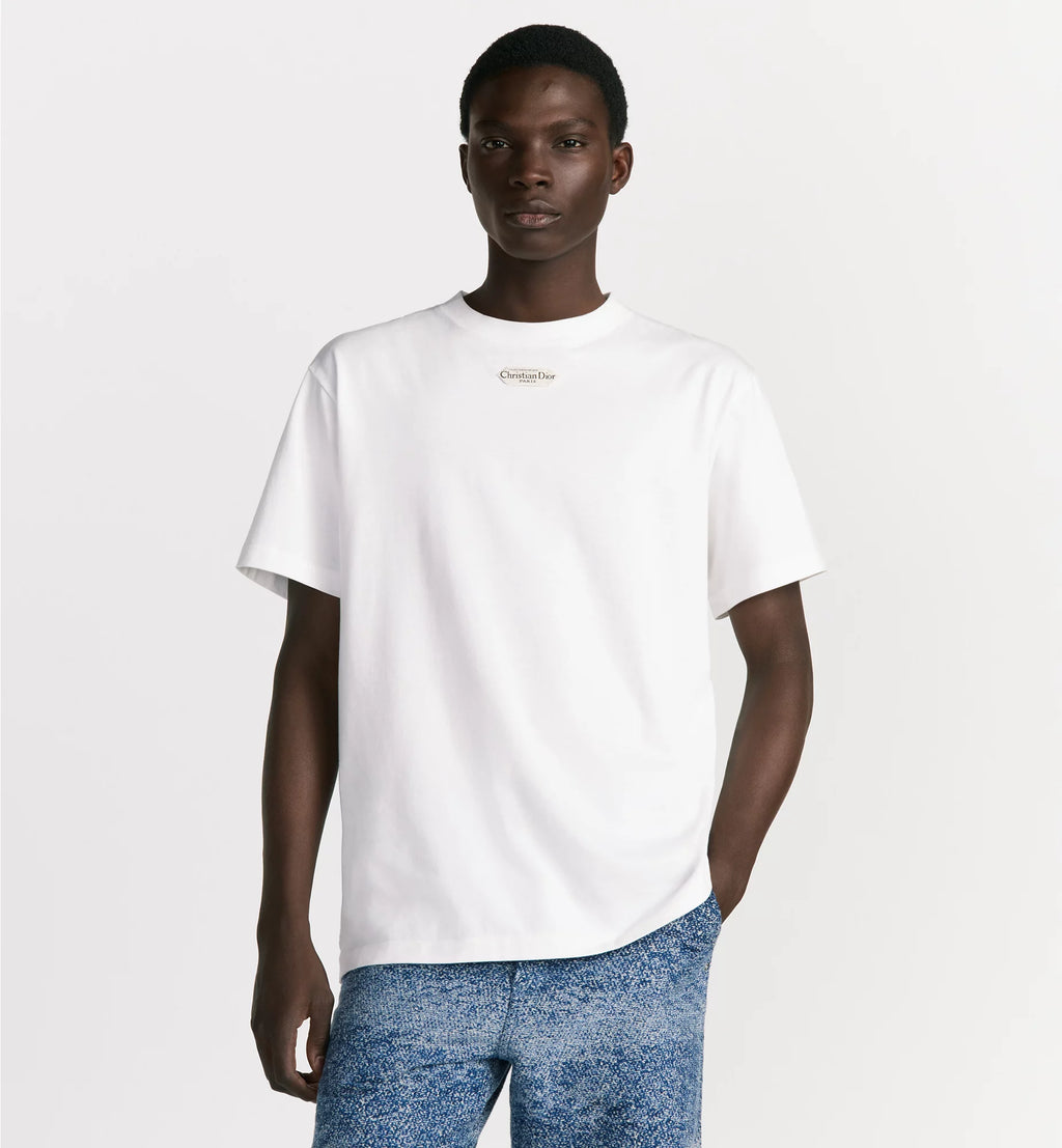 Tricou Relaxed Fit Alb cu Etichetă