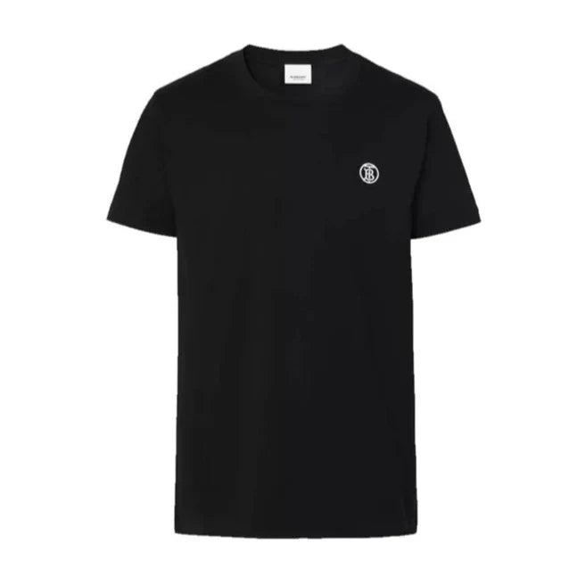 Tricou negru din bumbac cu motiv Monogramă