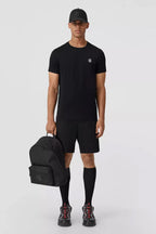 Tricou negru din bumbac cu motiv Monogramă