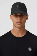 Tricou negru din bumbac cu motiv Monogramă