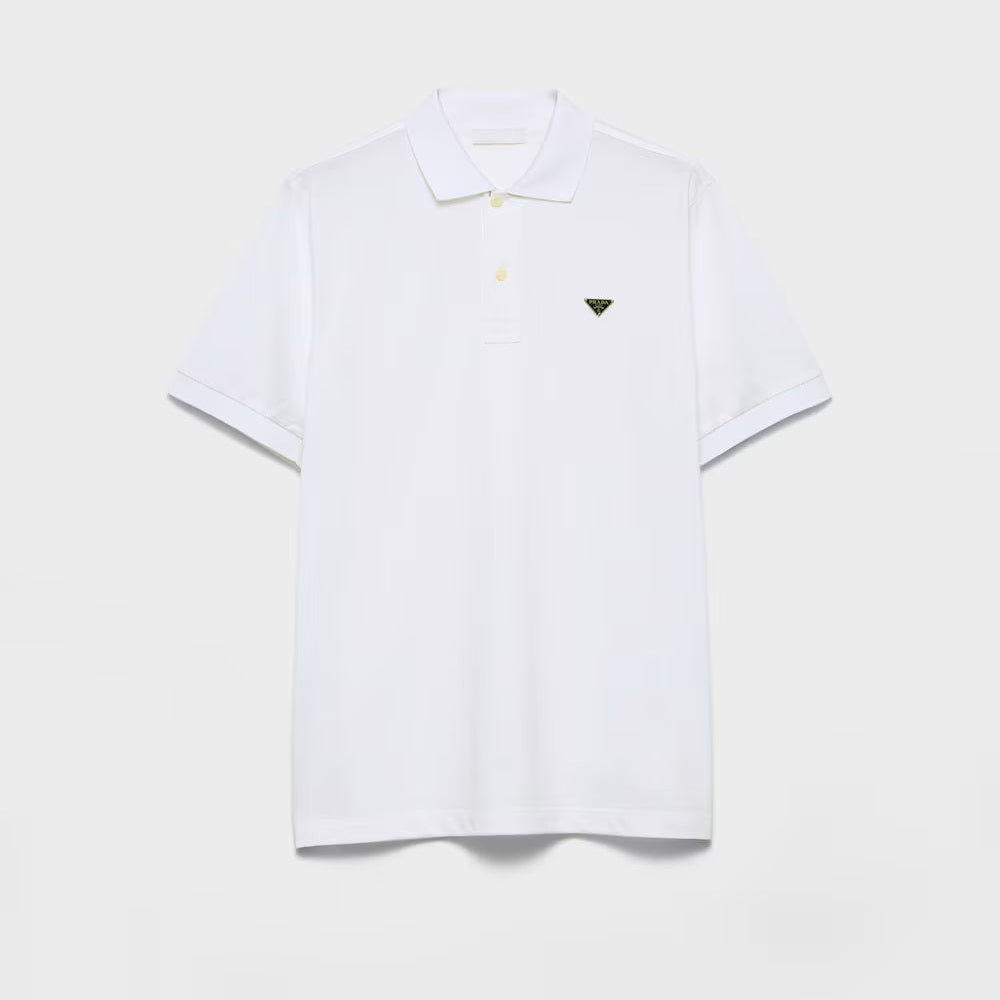 Tricou polo din bumbac alb tip Pique