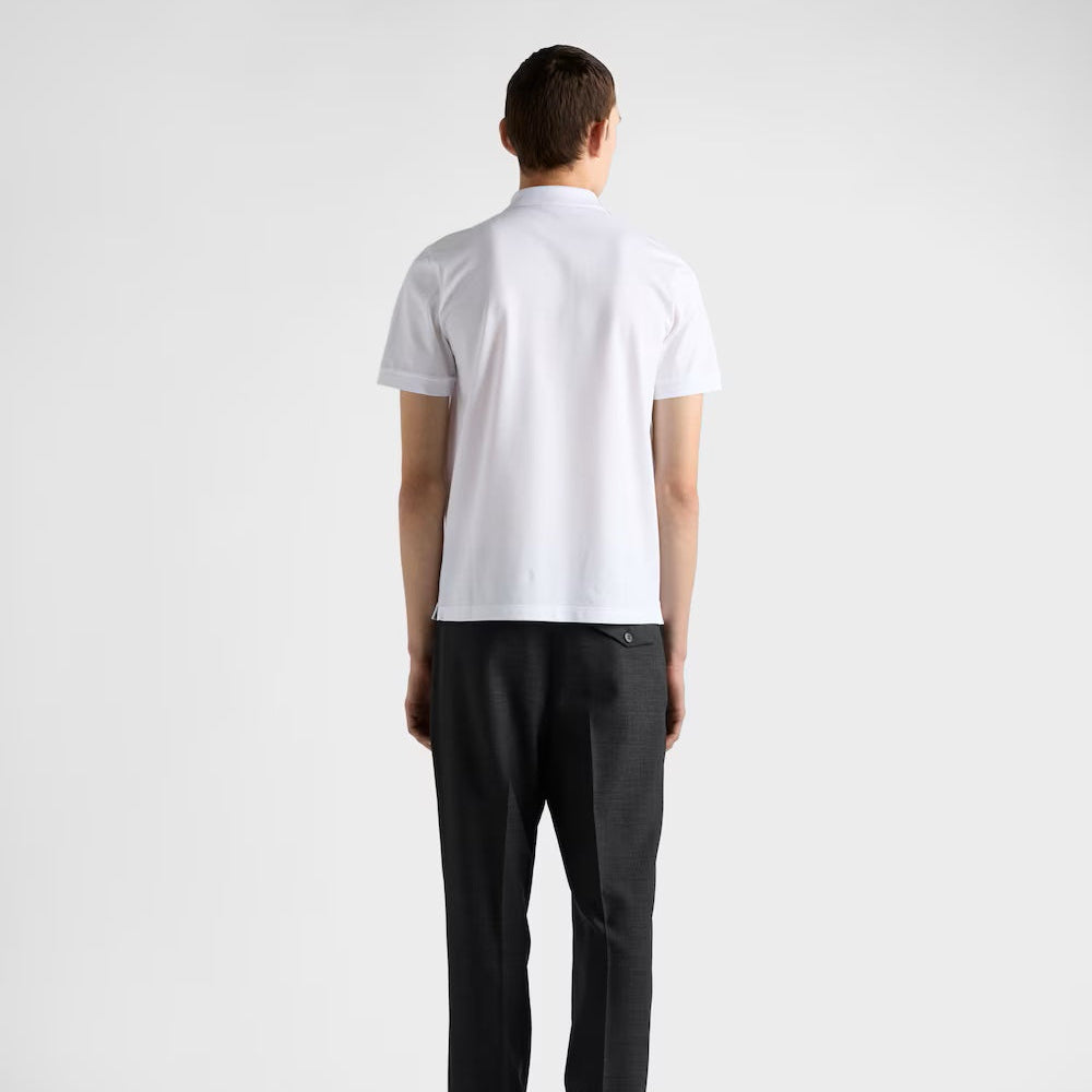 Tricou polo din bumbac alb tip Pique