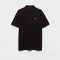 Polo-tricou negru din pique de bumbac