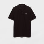 Polo-tricou negru din pique de bumbac