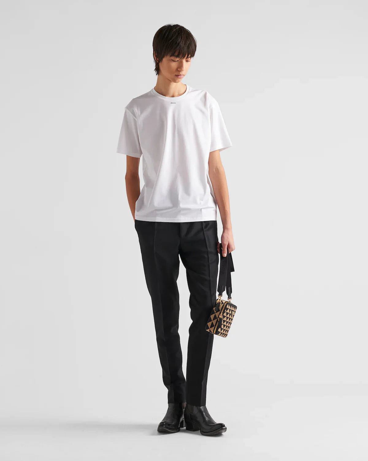 Tricou din bumbac alb elastic