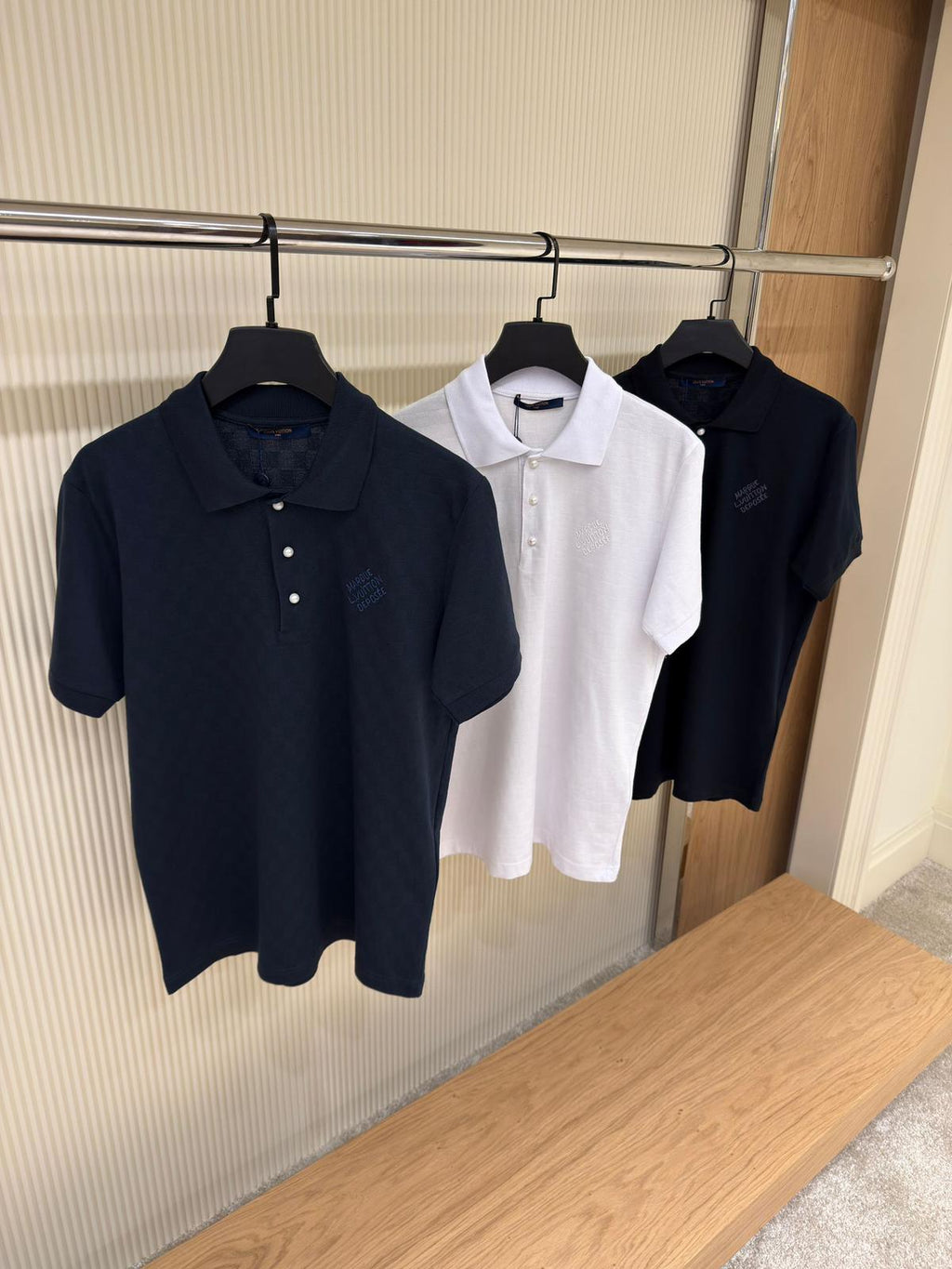 Tricou polo LV Damier Signature alb