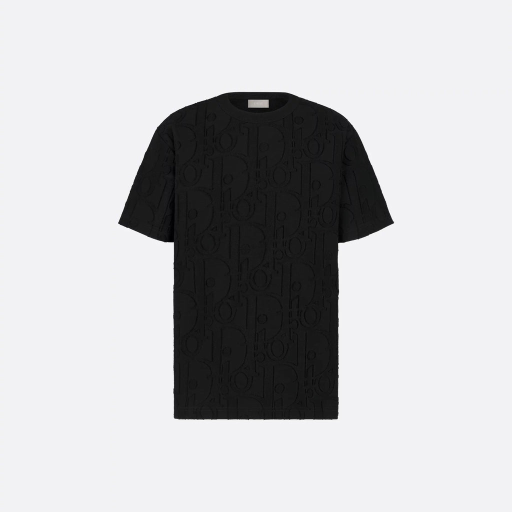 Tricou negru Allover Oblique fil coupé