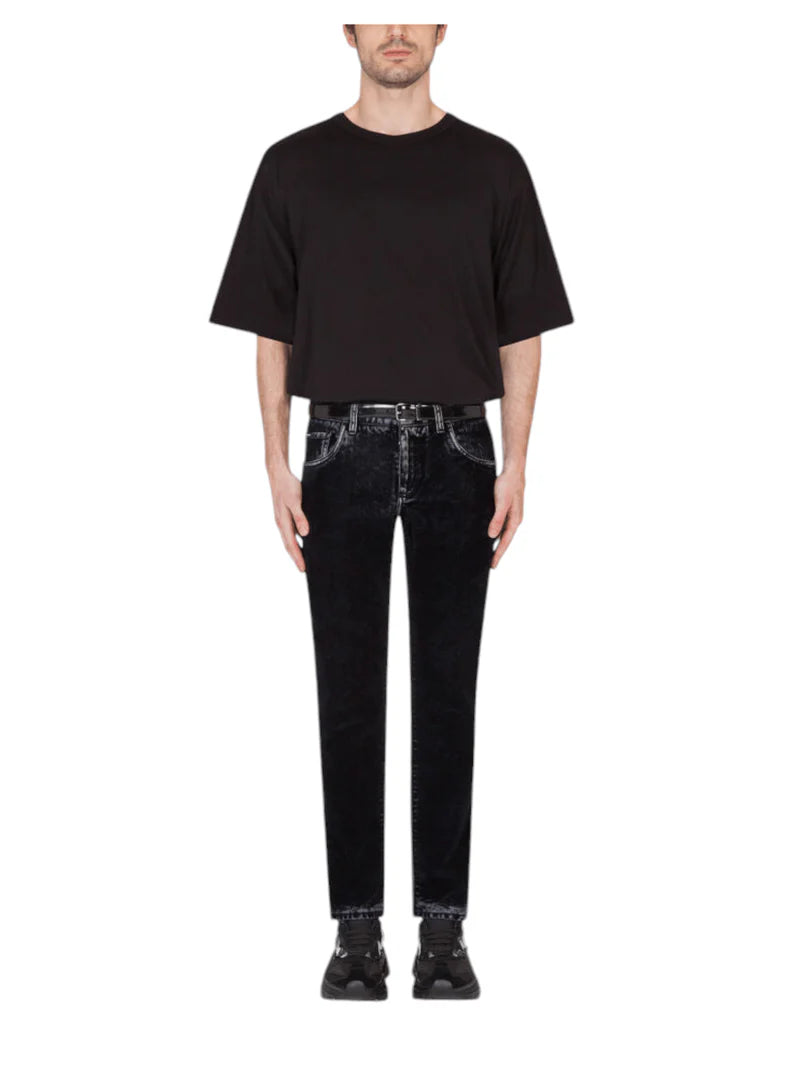 Tricou negru cu logo coroană în relief