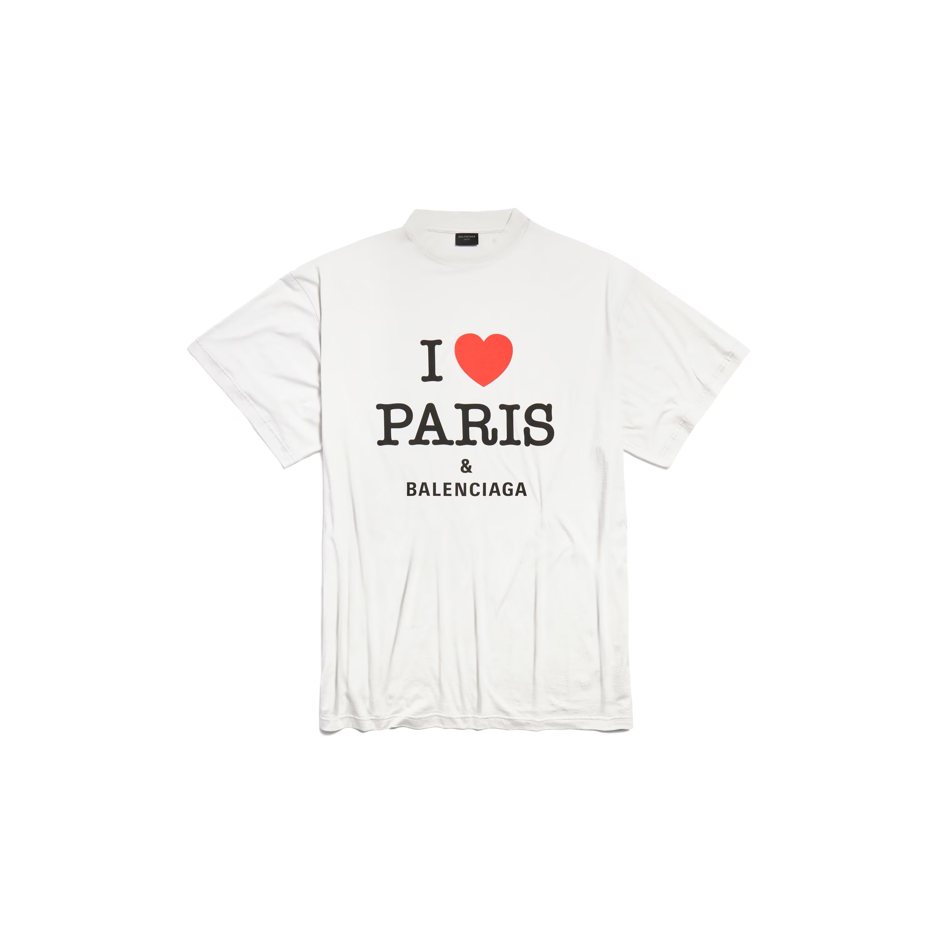 TRICOU SUPRADIMENSIONAT ALB I LOVE PARIS