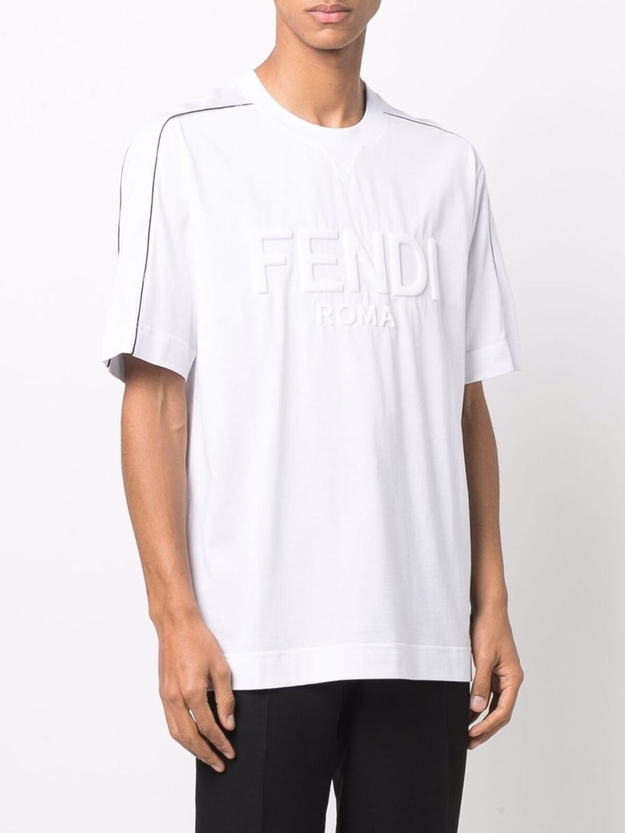 Tricou alb Roma cu logo în relief