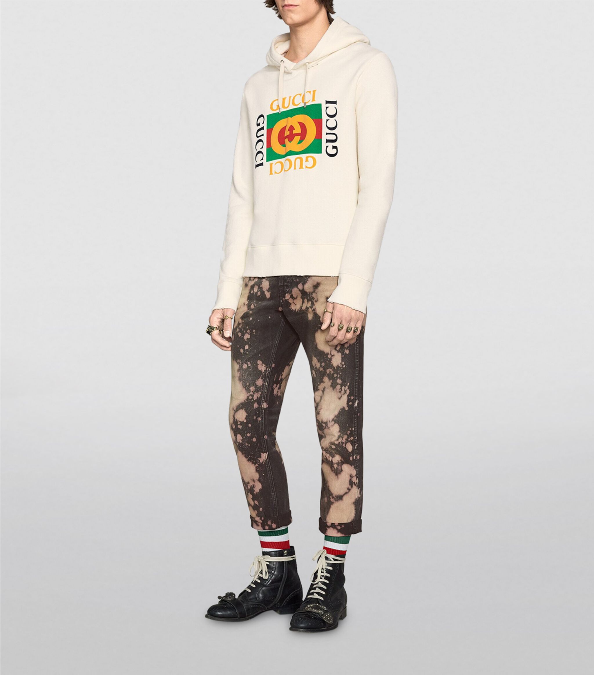 Hanorac alb cu logo vintage