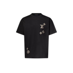 Monogram Sashiko Embroidery Black T-shirt