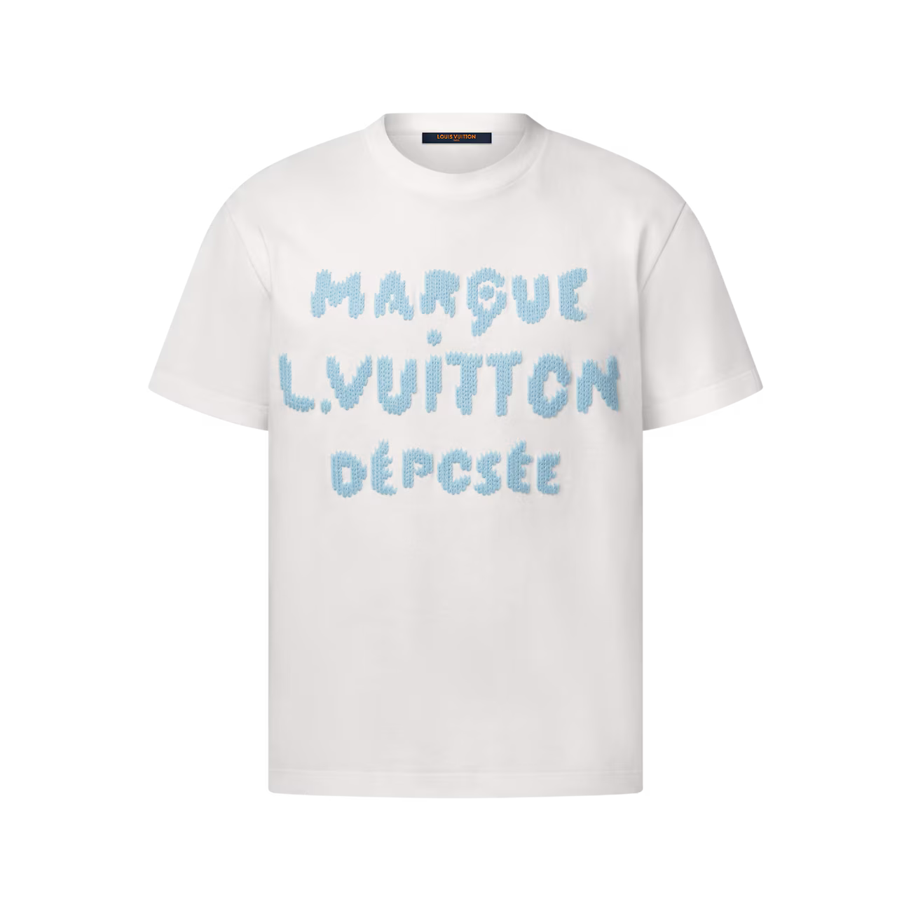 Tricou alb cu broderie tip semnătură