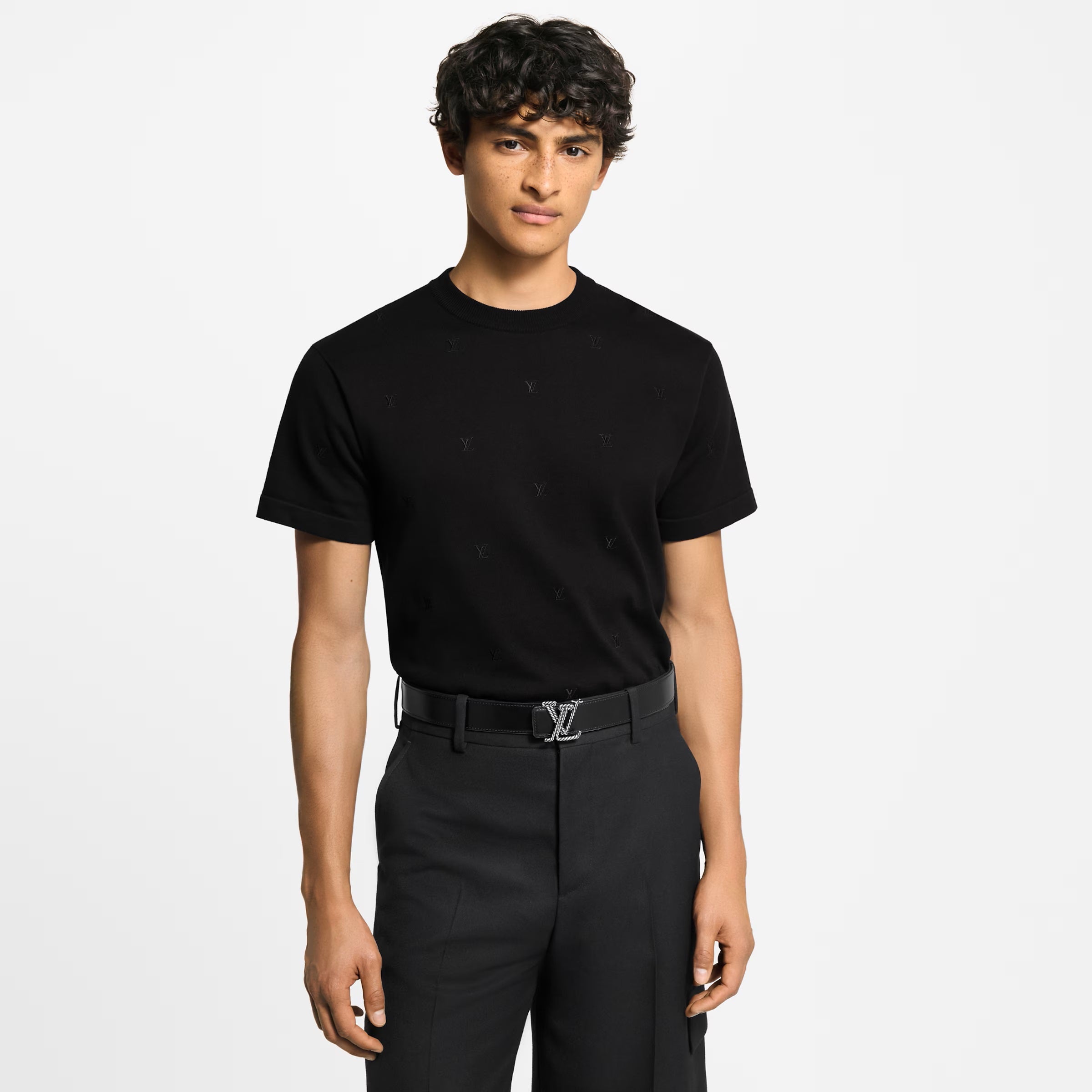 LV Blason tricou cu mânecă scurtă și guler la baza gâtului, brodat