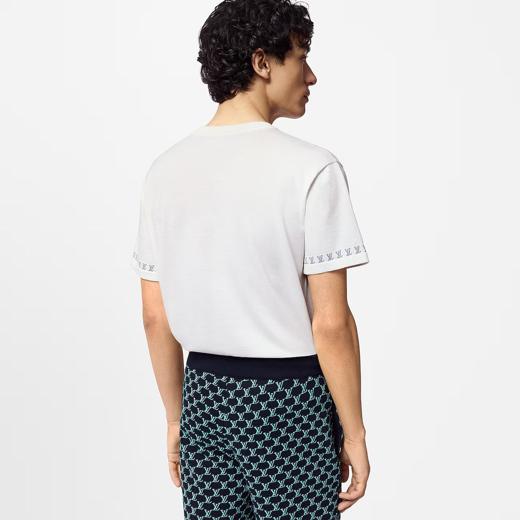 Tricou Signature tricotat, cu mânecă scurtă, alb lăptos