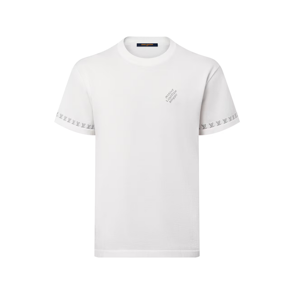 Tricou Signature tricotat, cu mânecă scurtă, alb lăptos