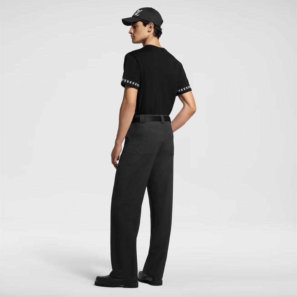 Tricou negru tricotat cu mânecă scurtă Signature