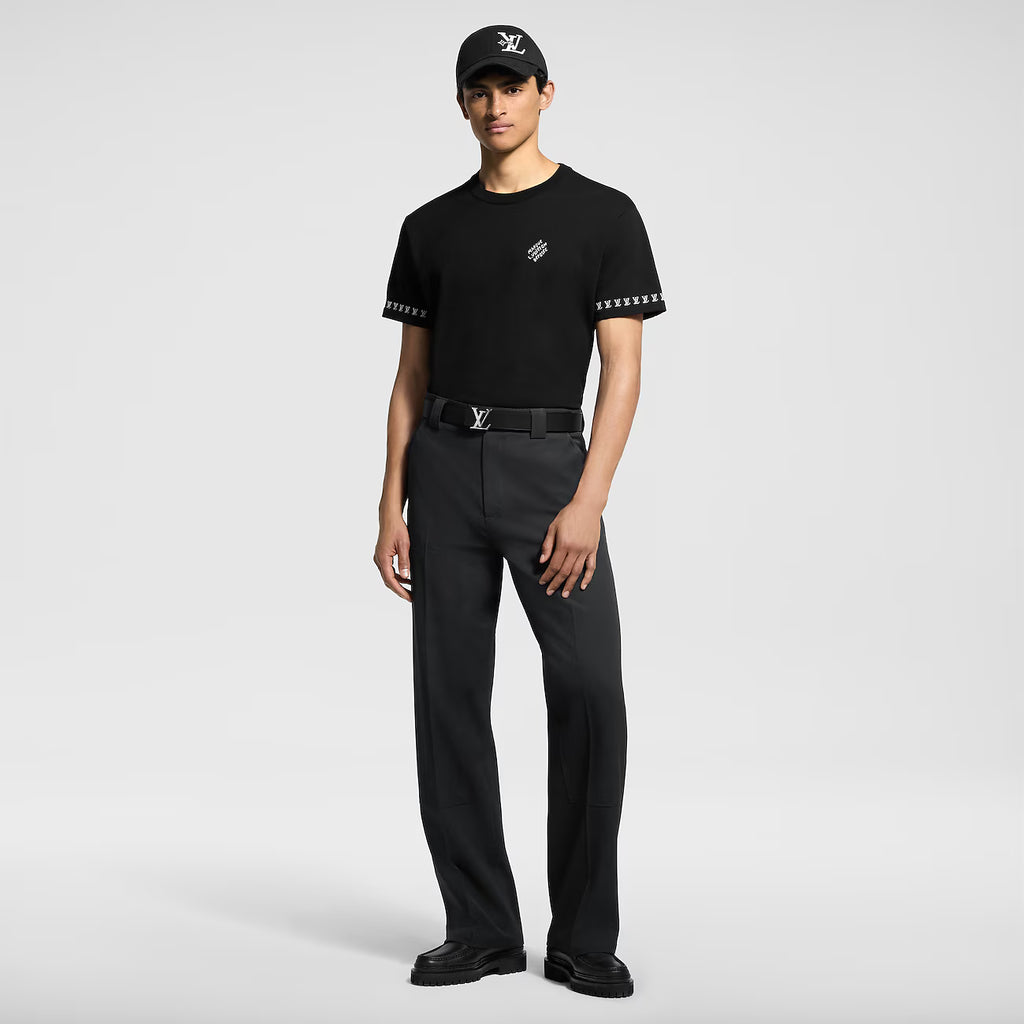 Tricou negru tricotat cu mânecă scurtă Signature