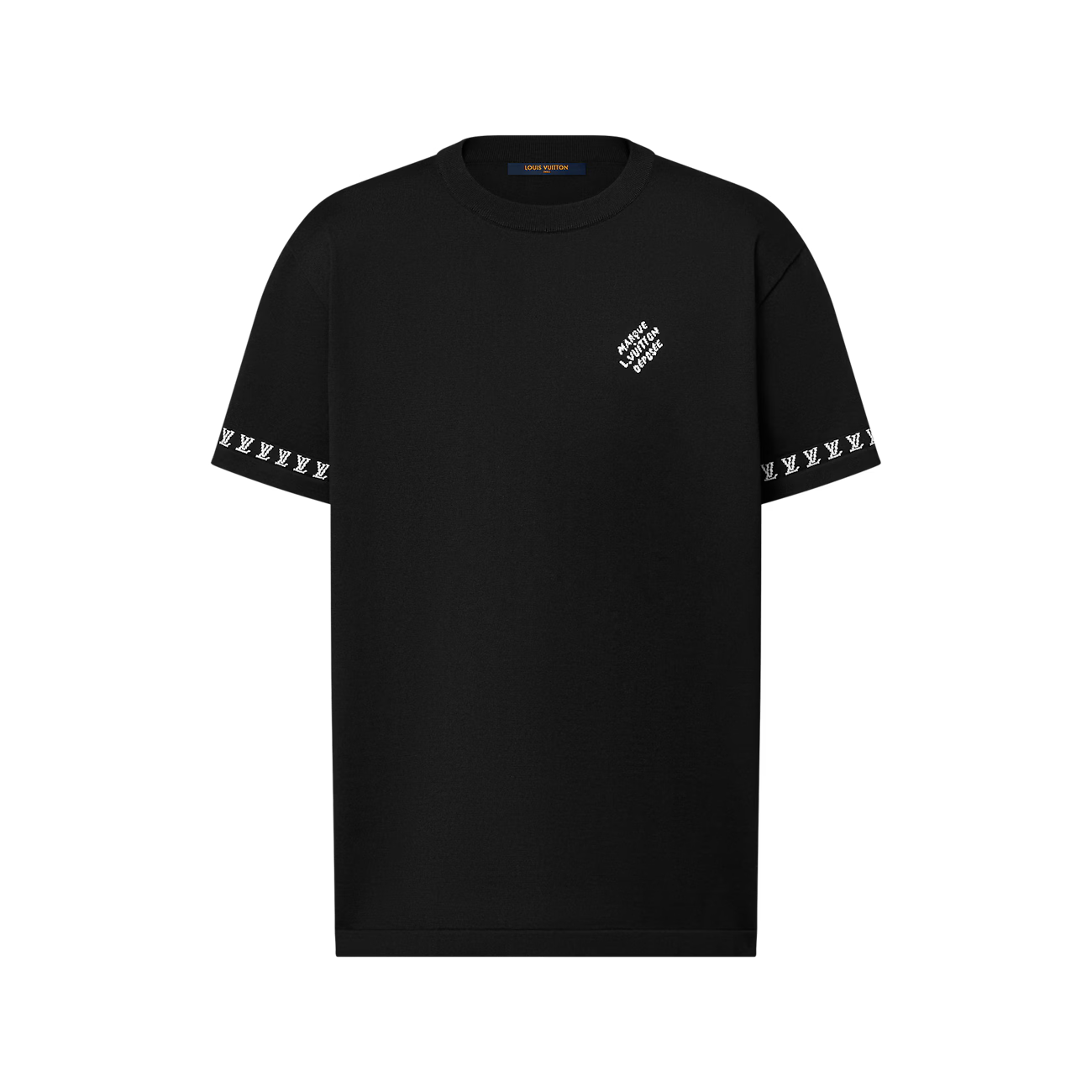 Tricou negru tricotat cu mânecă scurtă Signature