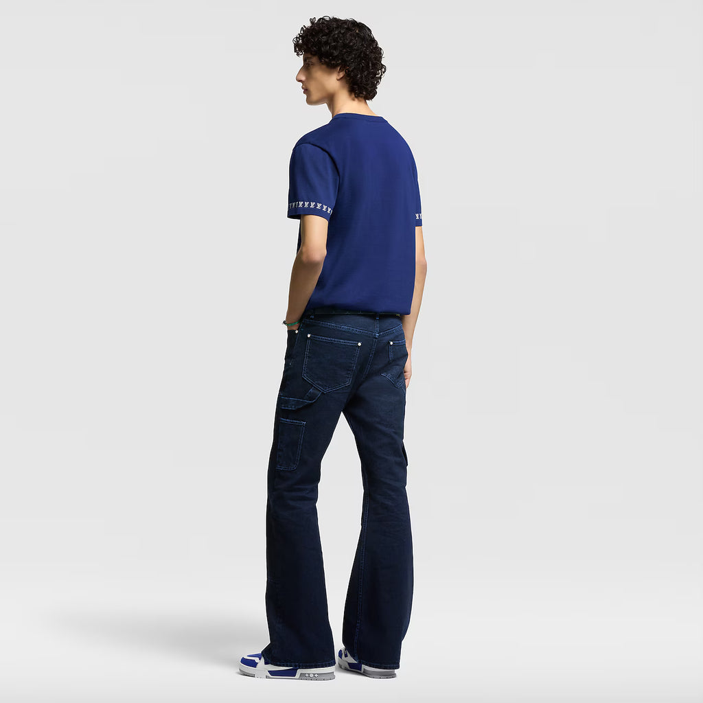 Tricou tricotat cu mânecă scurtă, albastru indigo, Signature