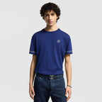 Tricou tricotat cu mânecă scurtă, albastru indigo, Signature