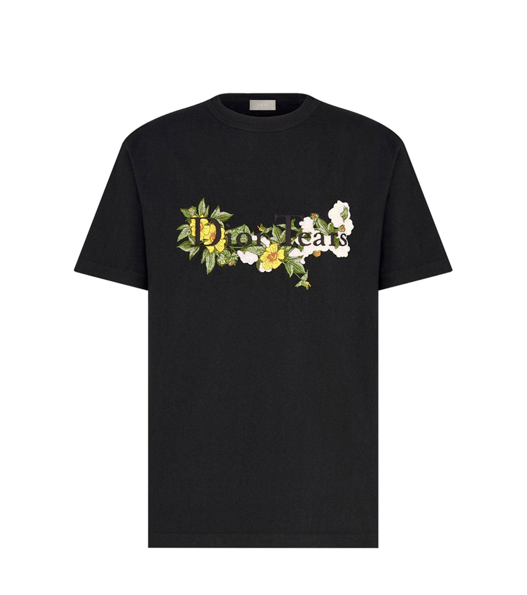 TRICOU NEGRU TEARS RELAXED FIT CU BRODERIE