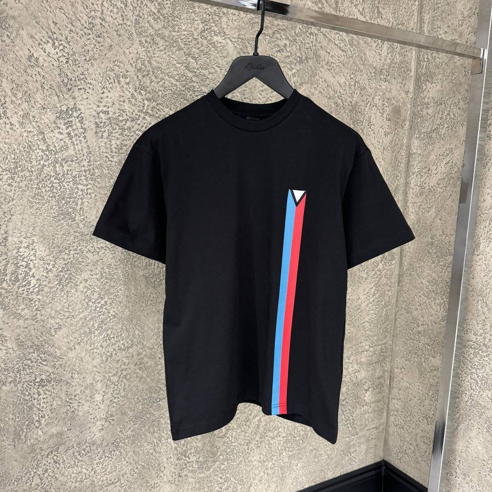 Tricou negru brodat cu mânecă scurtă