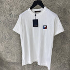 Tricou din bumbac jacquard Damier alb