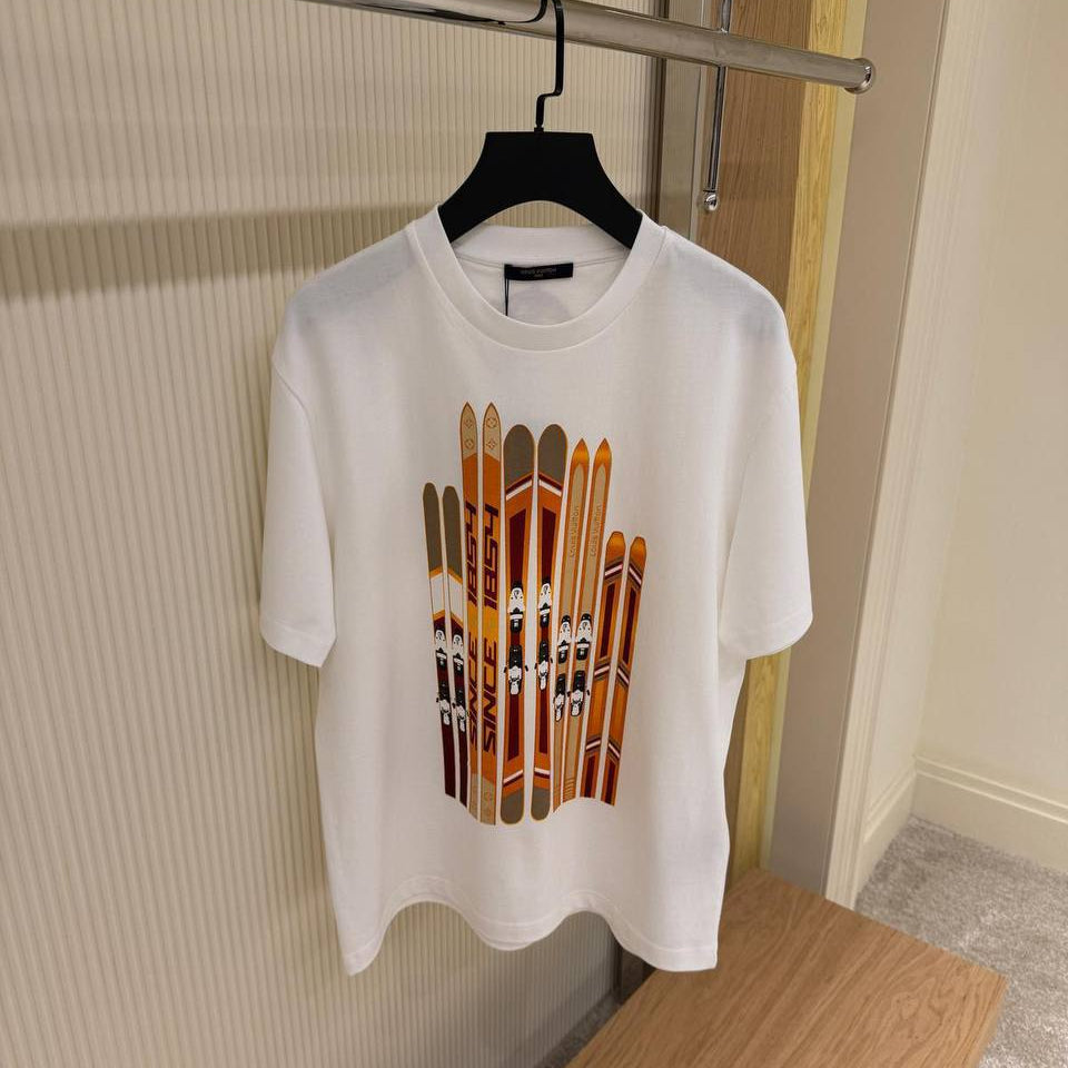 Tricou LV Ski cu imprimeu, din bumbac alb