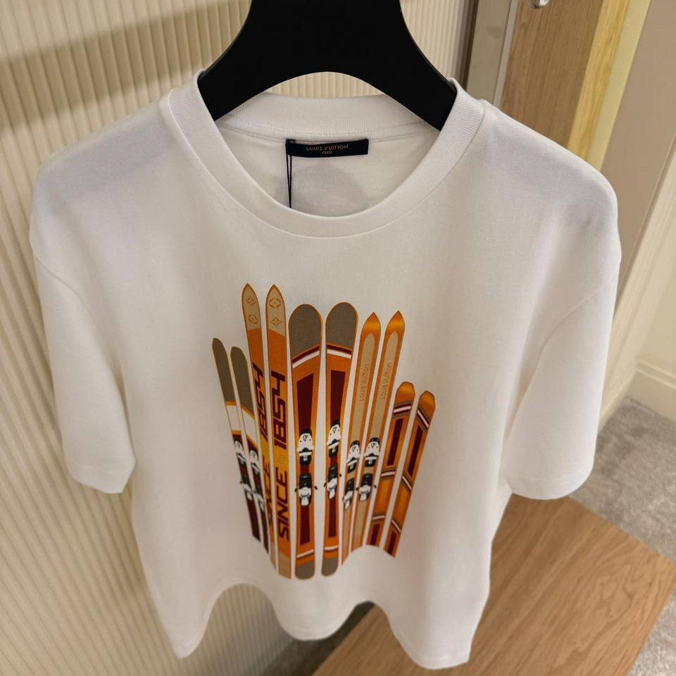 Tricou LV Ski cu imprimeu, din bumbac alb