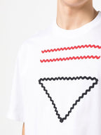 Tricou alb din bumbac brodat