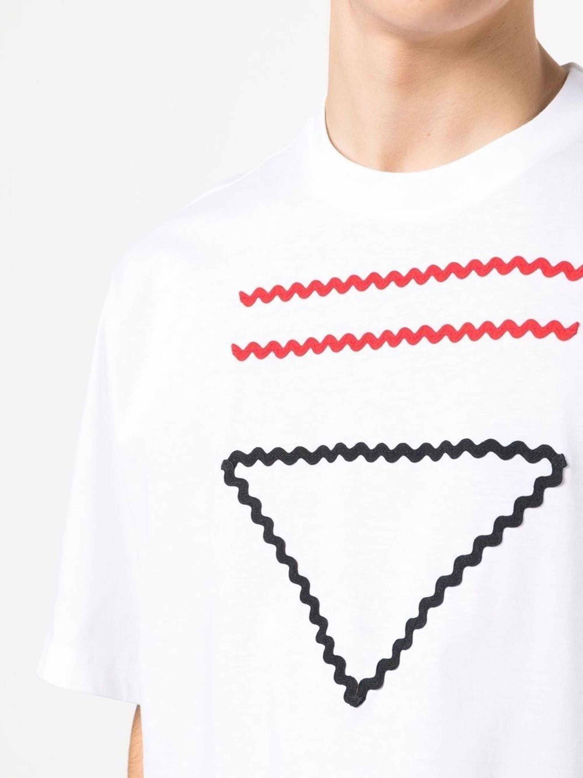 Tricou alb din bumbac brodat