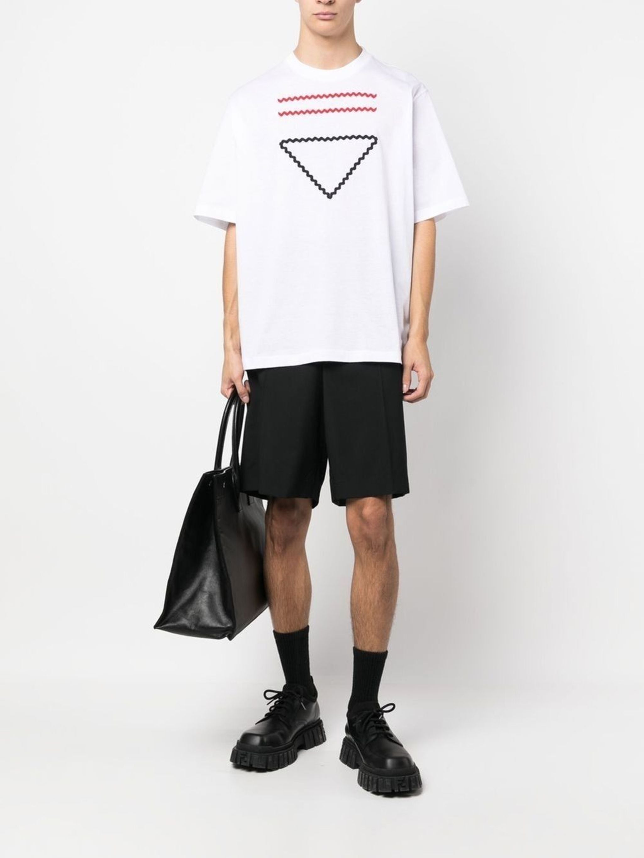 Tricou alb din bumbac brodat