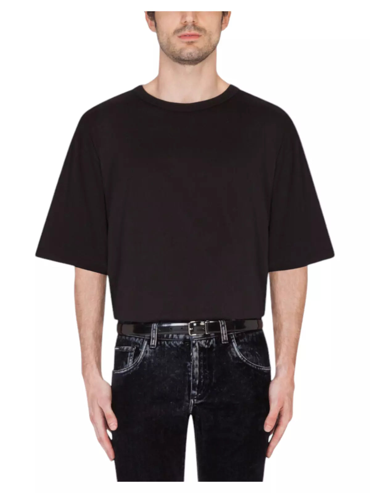 Tricou negru cu logo coroană în relief